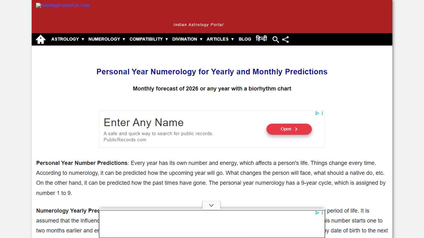 Personal Year Numerology Calculator - Numerology 2026 Forecast
